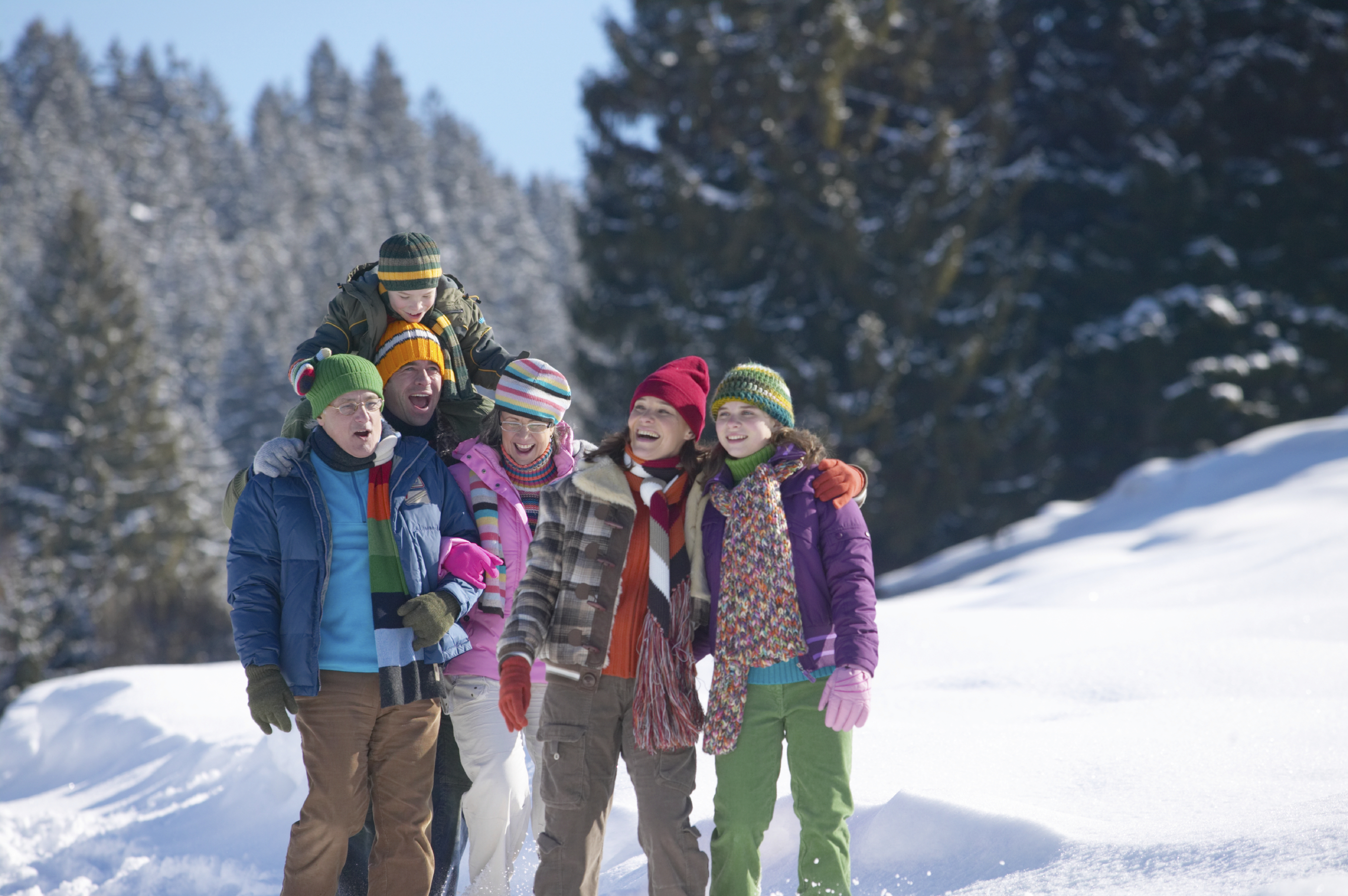 family in the winter