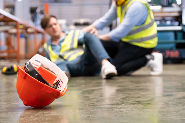 Injured worker being tended to